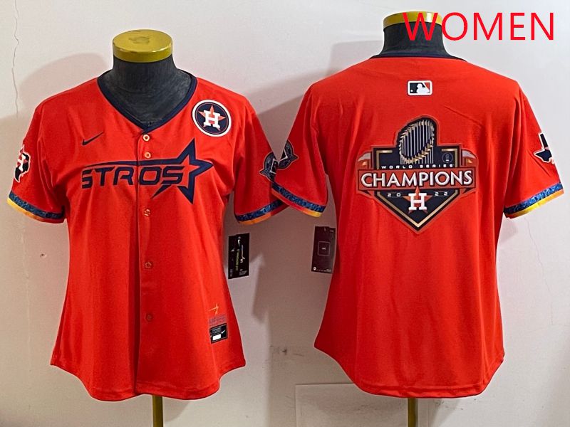 Women Houston Astros Blank Orange Fourth generation Joint Name 2025 Nike MLB Jersey style 13->los angeles dodgers->MLB Jersey